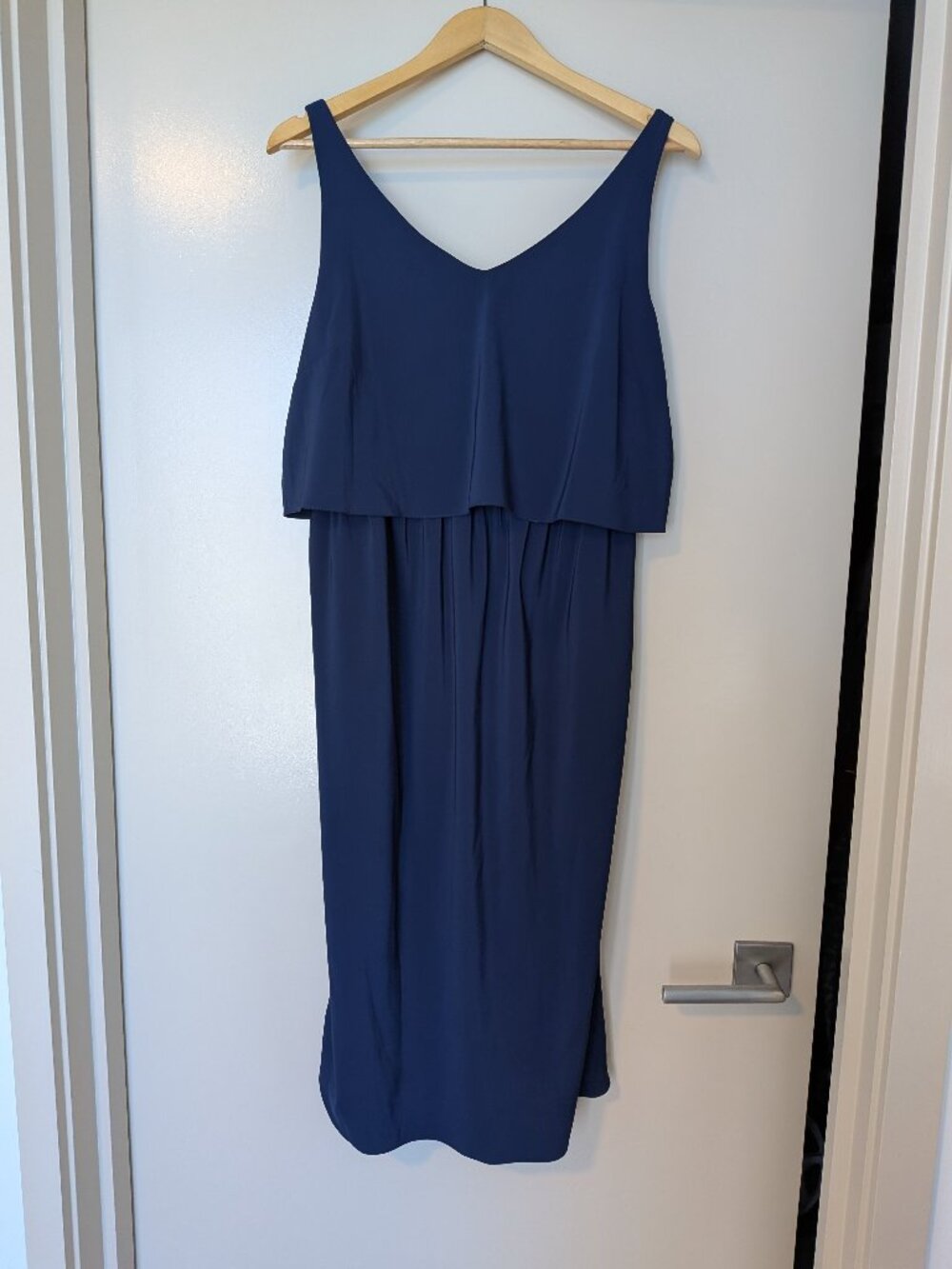 ASOS maternity nursing evening dress navy blue v neck US 8